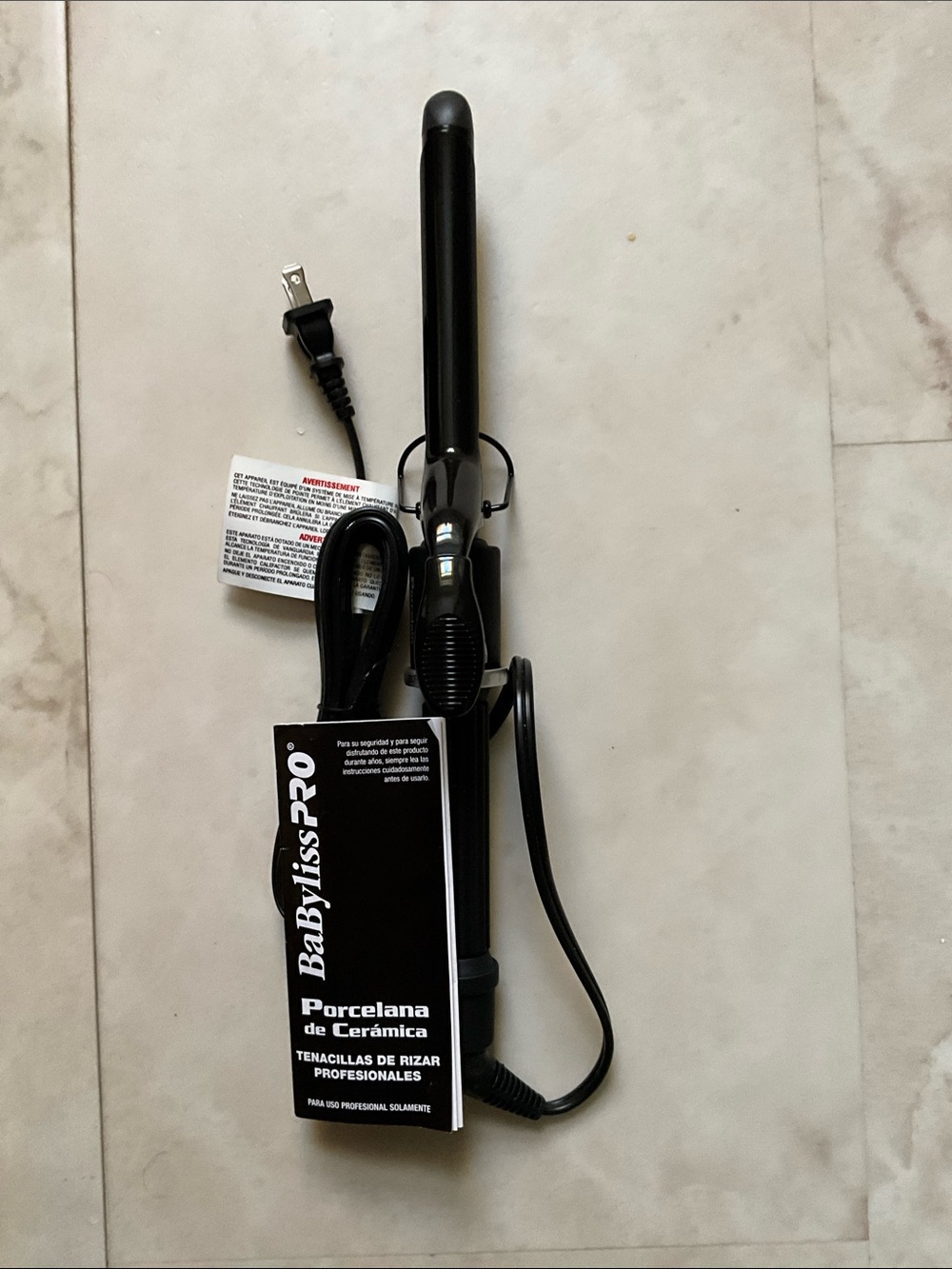 BaByliss Black Ceramic Curling Iron with Clamp